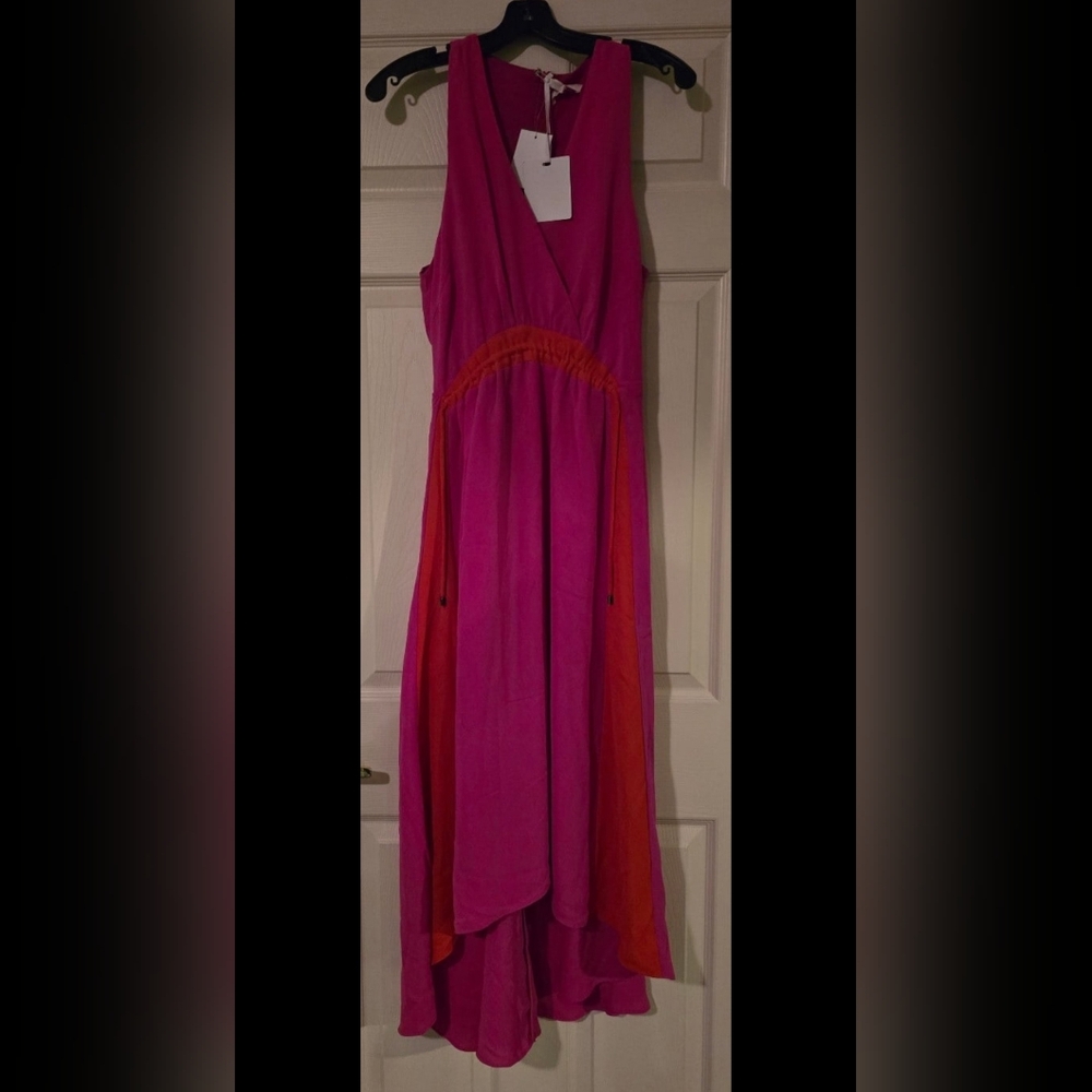 Chic Women's High Low Dress in Pink and Red